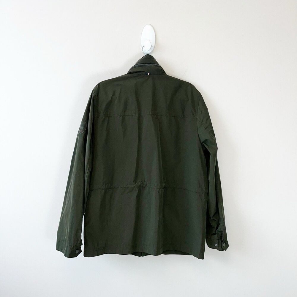 Tommy Hilfiger Men's Nylon Deerfield Zip Up Jacket Green Built in Hood Sz Large - Picture 4 of 14